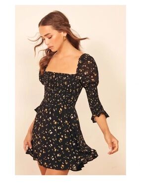 Reformation floral Loulou mini Smocked ditzy western country dress NWOT MED